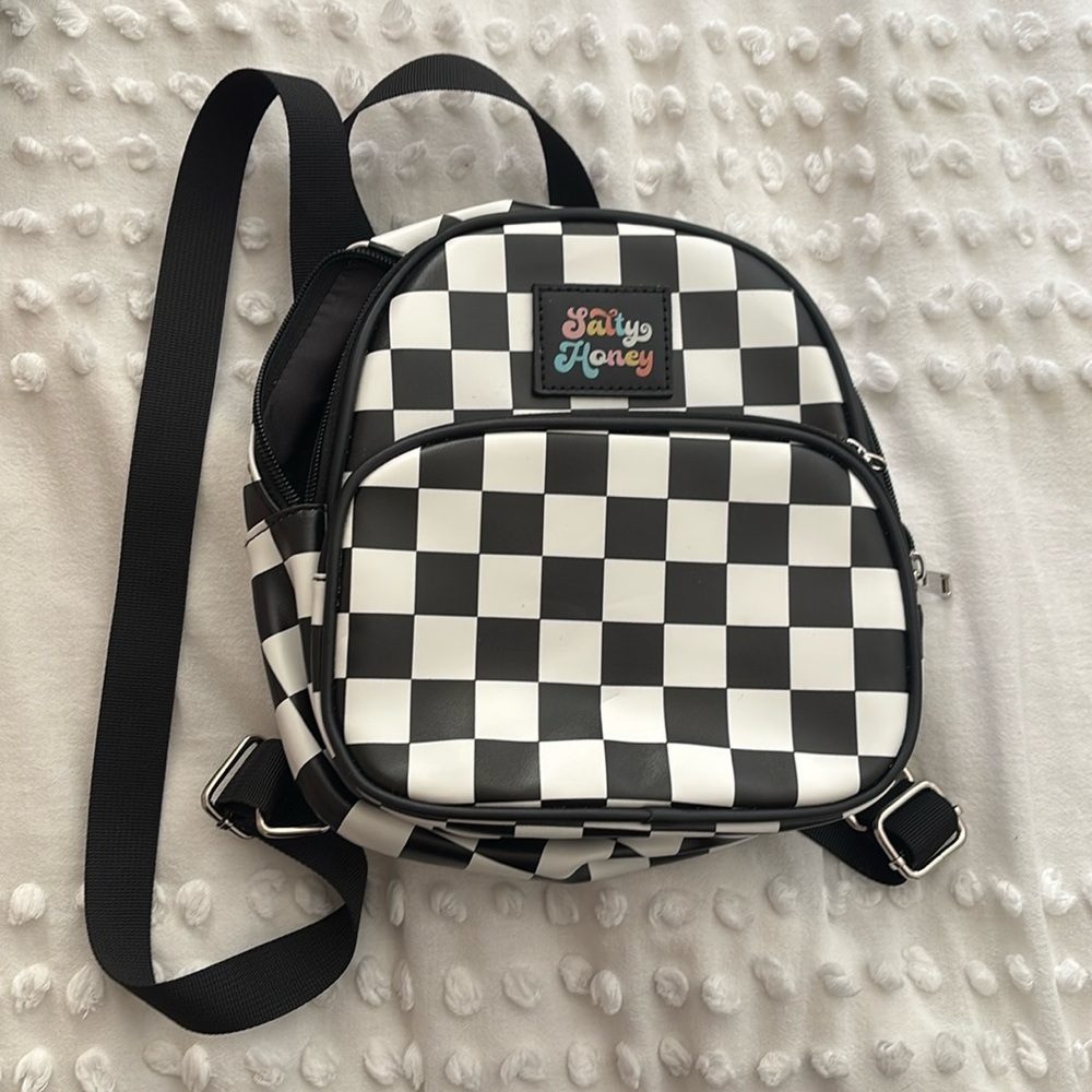 Black and White Checkered Backpack
